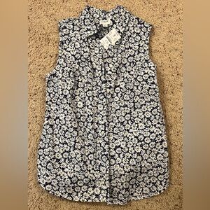 J Crew Floral Sleeveless Button-Up Blouse
